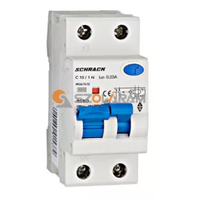   Schrack Vezetékvédő kapcsoló 1+N, AMPARO, 6kA, C 10A, 30mA, A