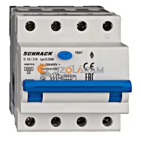   Schrack Vezetékvédő kapcsoló 3+N, AK, 6kA, C 16A, 30mA, A