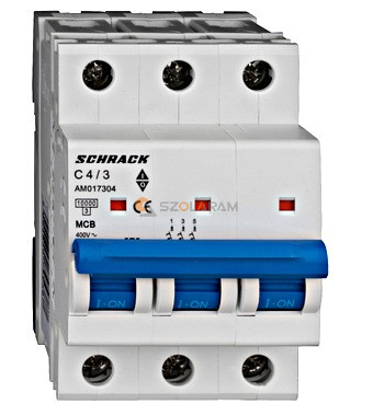 Schrack Kismegszakító AMPARO 10kA, C 4A, 3 pólusú