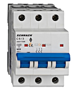 Schrack Kismegszakító AMPARO 10kA, C 6A, 3 pólusú