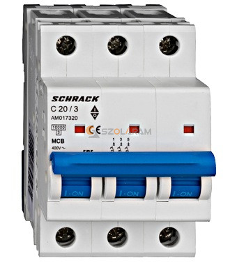 Schrack Kismegszakító AMPARO 10kA, C 20A, 3 pólusú