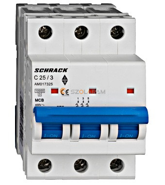Schrack Kismegszakító AMPARO 10kA, C 25A, 3 pólusú