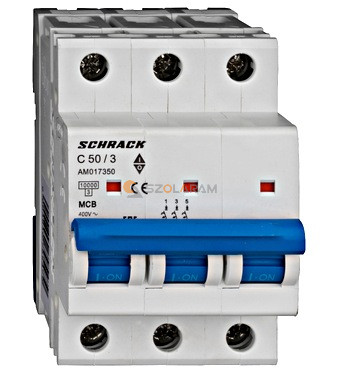 Schrack Kismegszakító AMPARO 10kA, C 50A, 3 pólusú