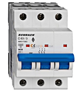 Schrack Kismegszakító AMPARO 10kA, C 63A, 3 pólusú
