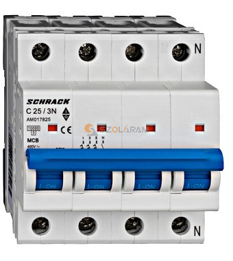Schrack Kismegszakító AMPARO 10kA, C 25A, 3+N