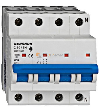 Schrack Kismegszakító AMPARO 10kA, C 50A, 3+N