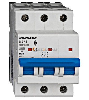 Schrack Kismegszakító AMPARO 10kA, B 2A, 3 pólusú