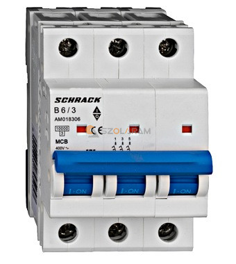 Schrack Kismegszakító AMPARO 10kA, B 6A, 3 pólusú