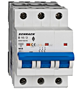 Schrack Kismegszakító AMPARO 10kA, B 16A, 3 pólusú