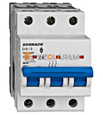 Schrack Kismegszakító AMPARO 10kA, D 6A, 3 pólusú