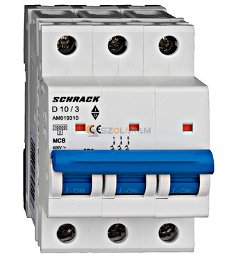 Schrack Kismegszakító AMPARO 10kA, D 10A, 3 pólusú