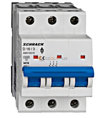 Schrack Kismegszakító AMPARO 10kA, D 16A, 3 pólusú