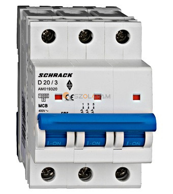 Schrack Kismegszakító AMPARO 10kA, D 20A, 3 pólusú