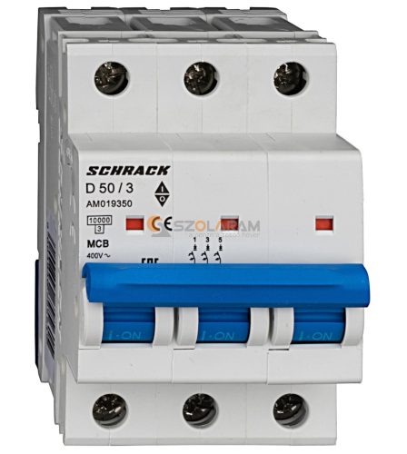 Schrack Kismegszakító AMPARO 10kA, D 50A, 3 pólusú