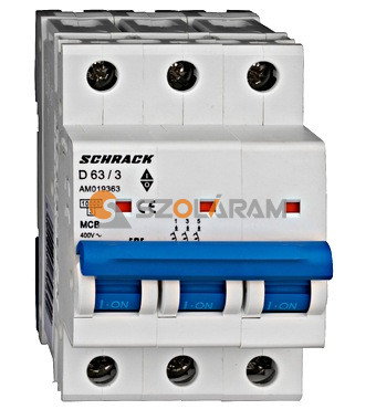 Schrack Kismegszakító AMPARO 10kA, D 63A, 3 pólusú