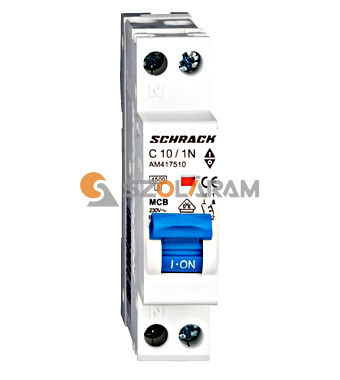 Schrack Kismegszakító AMPARO 4,5kA, C 10A, 1+N, 1KE