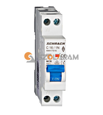 Schrack Kismegszakító AMPARO 4,5kA, C 16A, 1+N, 1KE