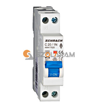Schrack Kismegszakító AMPARO 4,5kA, C 20A, 1+N, 1KE
