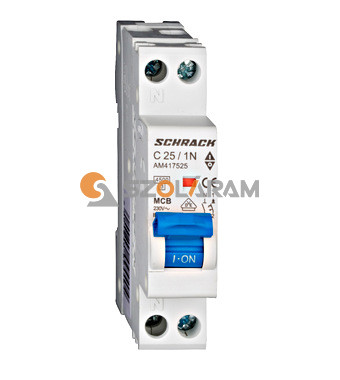 Schrack Kismegszakító AMPARO 4,5kA, C 25A, 1+N, 1KE