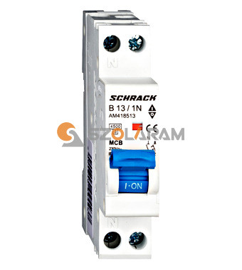 Schrack Kismegszakító AMPARO 4,5kA, B 13A, 1+N, 1KE