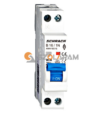 Schrack Kismegszakító AMPARO 4,5kA, B 16A, 1+N, 1KE