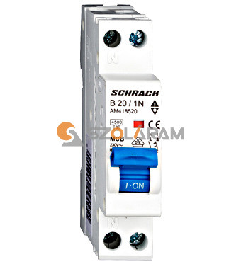 Schrack Kismegszakító AMPARO 4,5kA, B 20A, 1+N, 1KE