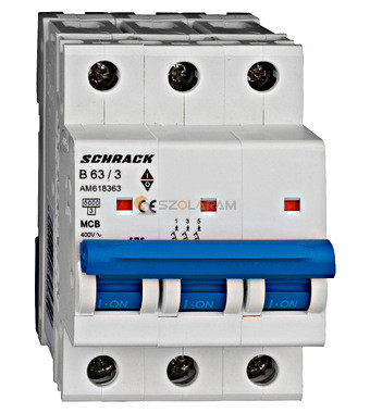 Schrack Kismegszakító AMPARO 6kA, B 63A, 3 pólusú