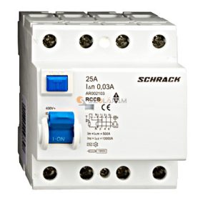   Schrack Hibaáram kapcsoló AMPARO 10kA 25A, 4 pólusú, 30mA, AC