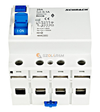 Schrack Hibaáram kapcsoló AMPARO 10kA 25A, 4 pólusú, 100mA, AC