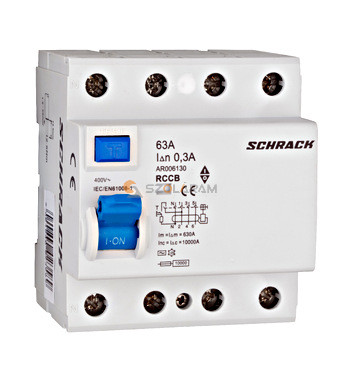 Schrack Hibaáram kapcsoló AMPARO 10kA 63A, 4 pólusú, 300mA, AC