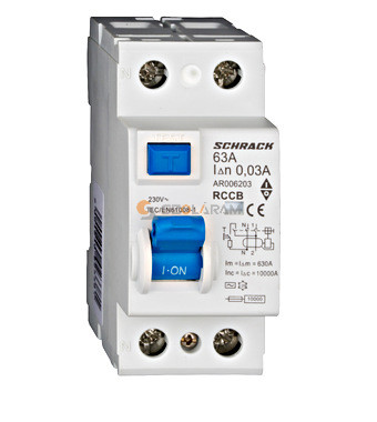 Schrack Hibaáram kapcsoló AMPARO 10kA 63A, 2 pólusú, 30mA, AC