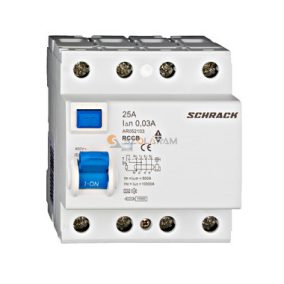   Schrack Hibaáram kapcsoló AMPARO 10kA 25A, 4 pólusú, 30mA, A