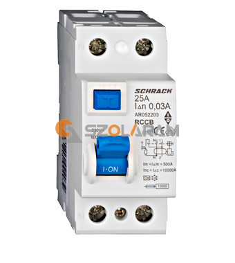 Schrack Hibaáram kapcsoló AMPARO 10kA 25A, 2 pólusú, 30mA, A