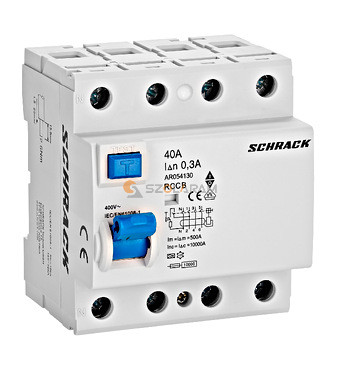 Schrack Hibaáram kapcsoló AMPARO 10kA 40A, 4 pólusú, 300mA, A