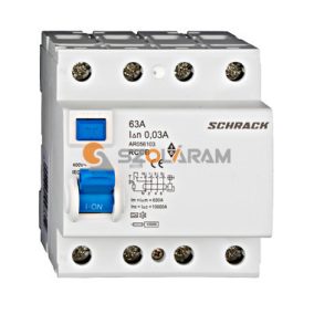   Schrack Hibaáram kapcsoló AMPARO 10kA 63A, 4 pólusú, 30mA, A