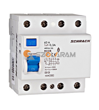 Schrack Hibaáram kapcsoló AMPARO 10kA 63A, 4 pólusú, 300mA, A