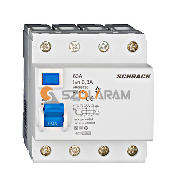 Schrack Hibaáram kapcsoló AMPARO 10kA 63A, 4 pólusú, 300mA, S/A