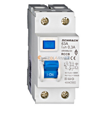 Schrack Hibaáram kapcsoló AMPARO 10kA 63A, 2 pólusú, 300mA, S