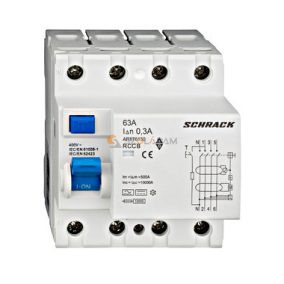   Schrack Hibaáram kapcsoló AMPARO 10kA, 63A, 4 pólusú, 300mA, B