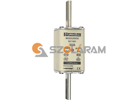 Mersen NH2 50A gL/gG 500V középső-kioldásjelzéssel NH2GG50V50 biztosítóbetét