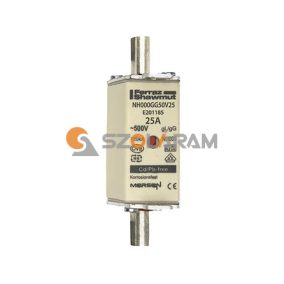   Mersen NH00 25A gL/gG 500V középső-kioldásjelzéssel NH000GG50V25 biztosítóbetét
