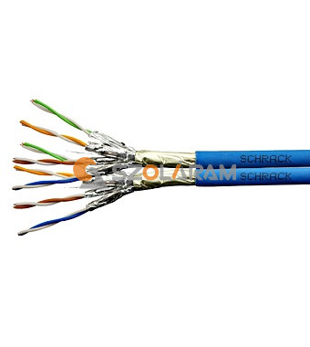 Schrack F/FTP kábel Cat.6a 2x(4x2xAWG23/1), 500MHz, LS0H-3, Dca, kék