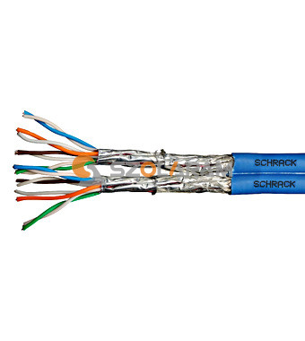 Schrack S/FTP Cat.7 kábel 2x(4x2xAWG23/1), 1000MHz,LS0H, 30%, kék