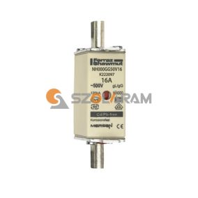   Mersen NH00 16A gL/gG 500V középső-kioldásjelzéssel NH000GG50V16 biztosítóbetét