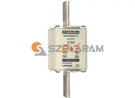 Mersen NH3 315A gL/gG 500V középső-kioldásjelzéssel NH3GG50V315 biztosítóbetét