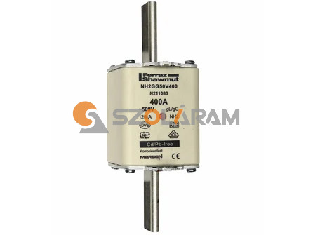 Mersen NH2 400A gL/gG 500V középső-kioldásjelzéssel NH2GG50V400 biztosítóbetét
