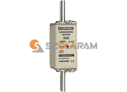 Mersen NH0 63A gL/gG 500V középső-kioldásjelzéssel NH0GG50V63 biztosítóbetét