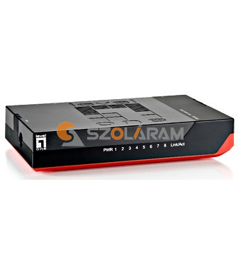 Schrack Switch 8xRJ45 10/100/1000, csendes, külső tápegység