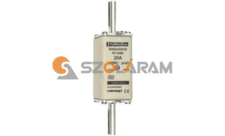 Mersen NH0 20A gL/gG 500V középső-kioldásjelzéssel NH0GG50V20 biztosítóbetét