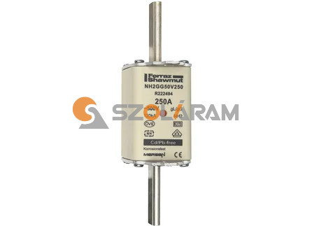 Mersen NH2 250A gL/gG 500V középső-kioldásjelzéssel NH2GG50V250 biztosítóbetét